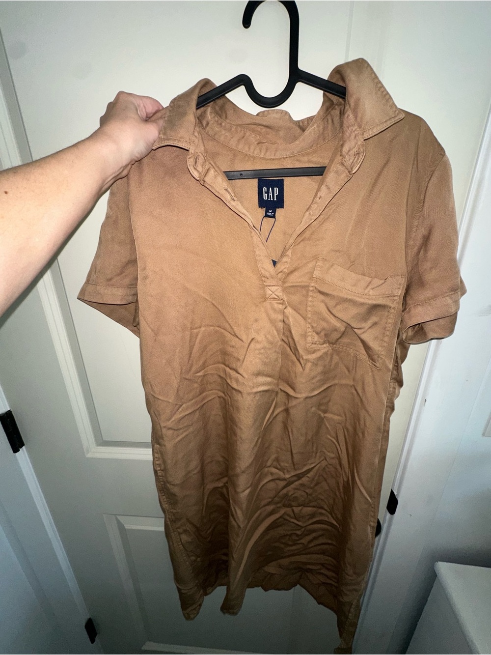 NEW GAP Short Sleeve Utility Polo Dress in Caramel